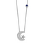 14k White Gold 1/5 carat Lab Grown Diamond VS/SI+ G+ Complete Moon and Star with Created Sapphire Accent 18 inch Necklace