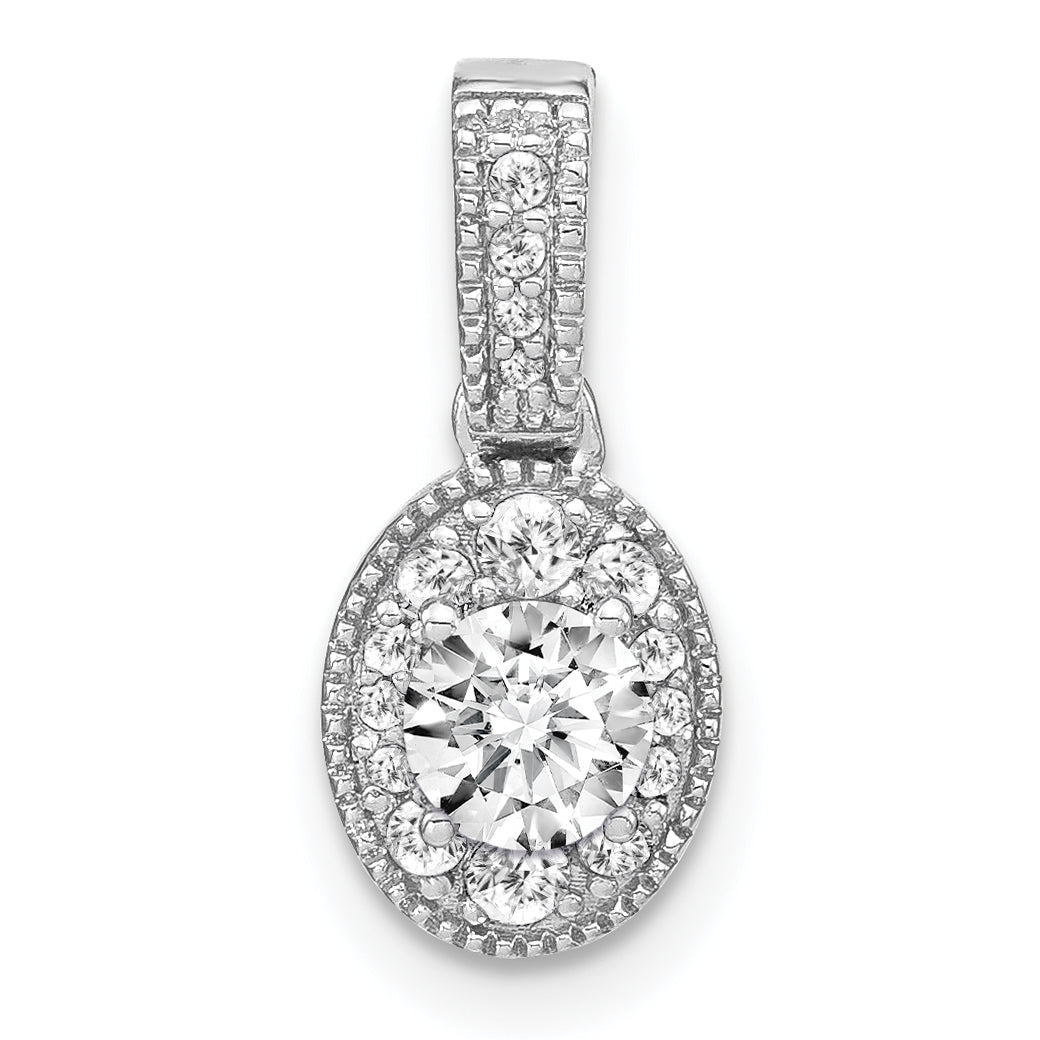 14k White Gold 1/2 carat Lab Grown Diamond VS/S FGH Oval Complete Vintage Pendant Main image