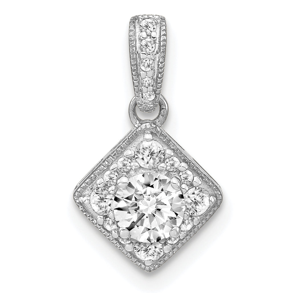14k White Gold 1/2 carat Lab Grown Diamond VS/SI+ G+ Square Complete Vintage Pendant Main image