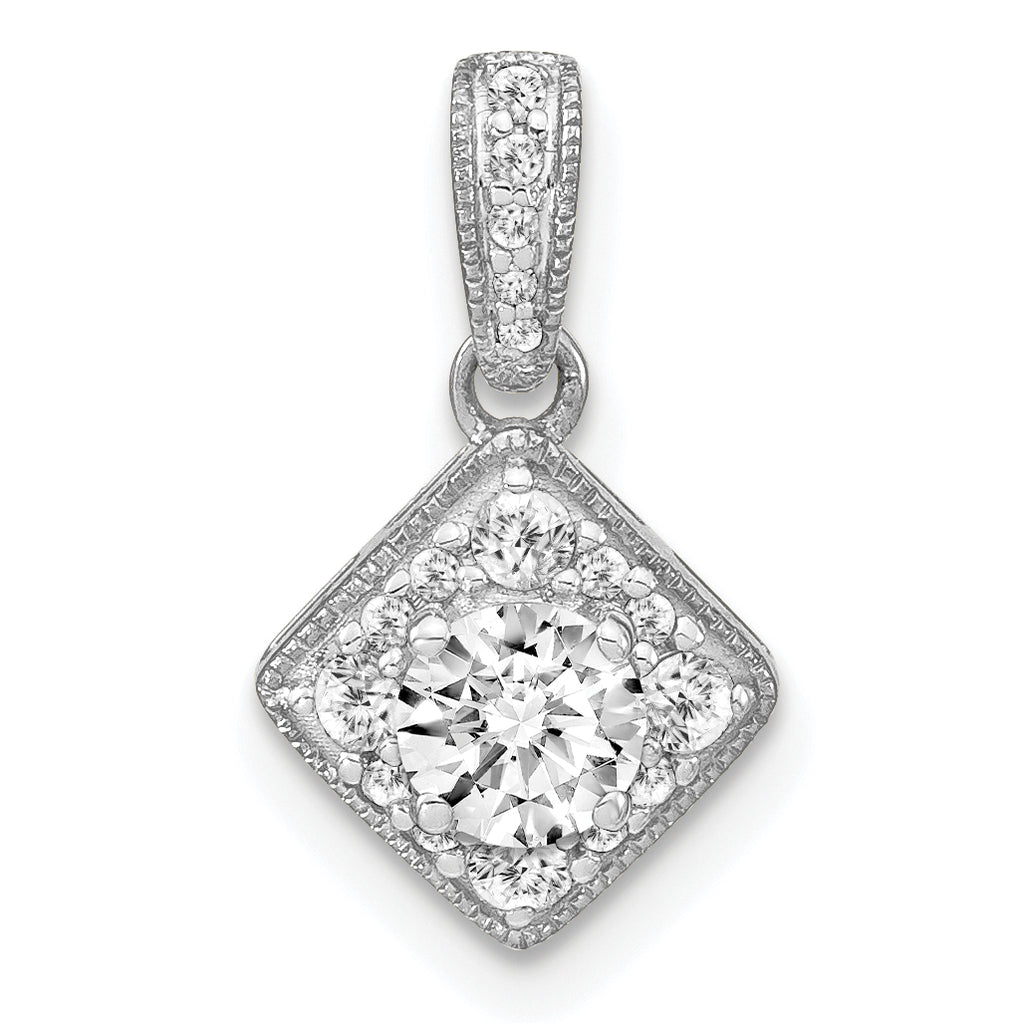 14k White Gold 1/2 carat Lab Grown Diamond VS/SI+ G+ Square Complete Vintage Pendant