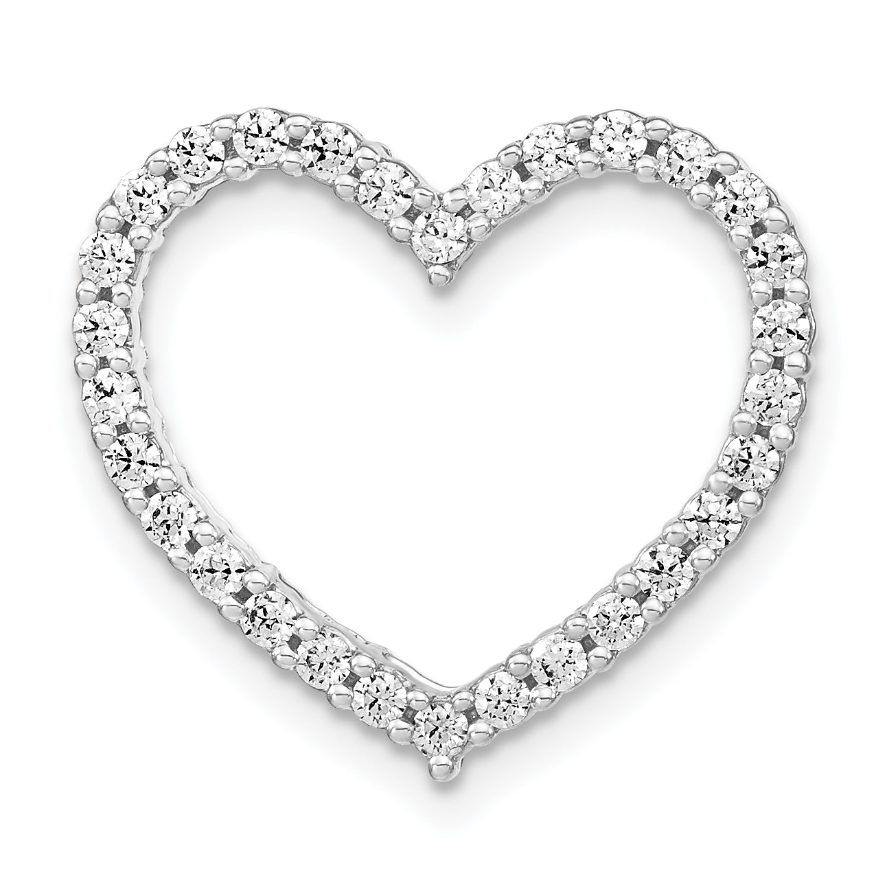 14k White Gold 1/2 carat Lab Grown Diamond VS/SI+ G+ Complete Heart Chain Slide Pendant Main image