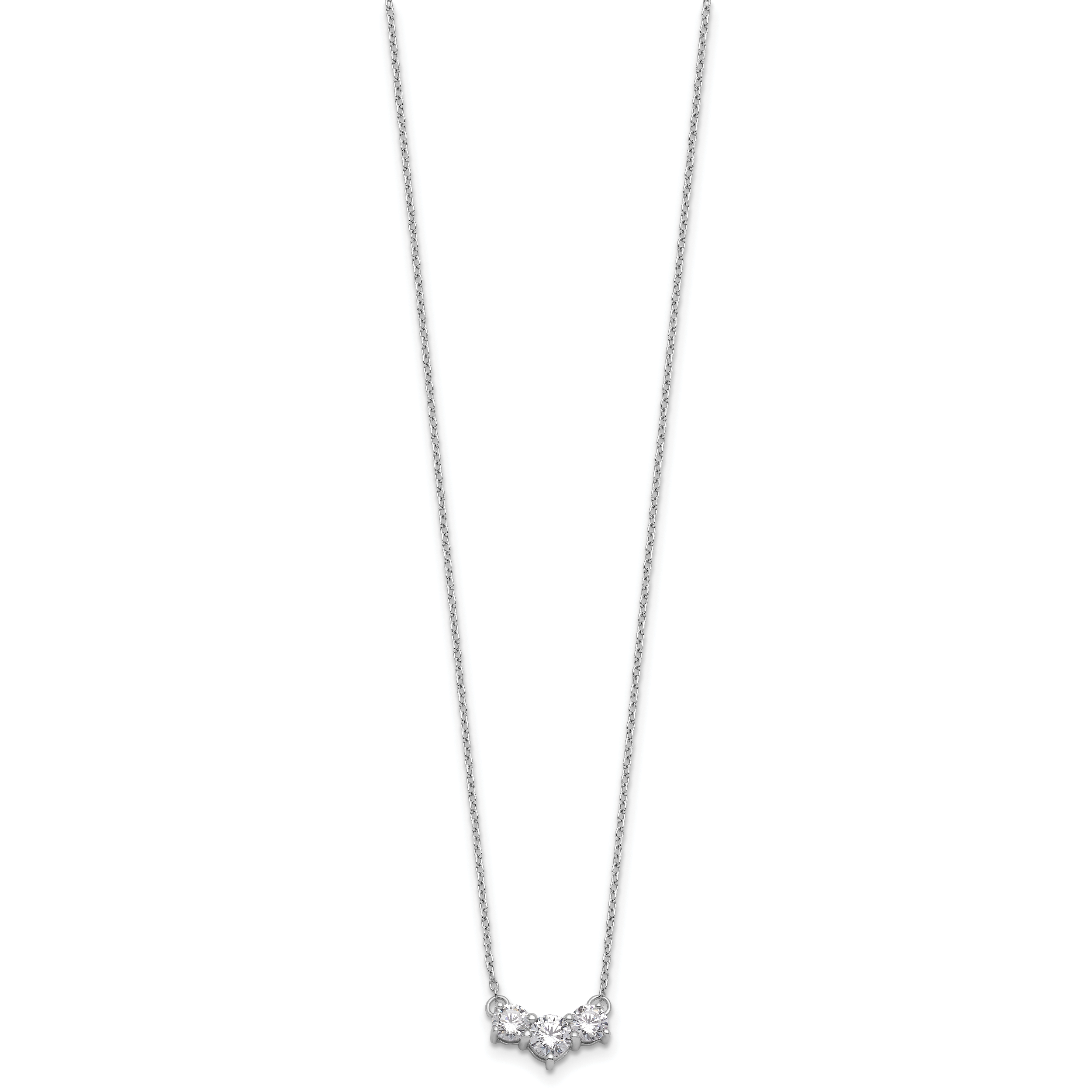 14k White Gold 1 1/2 carat Lab Grown Diamond VS/SI+ G+ Round Complete 18 inch Three Stone Necklace Secondary image
