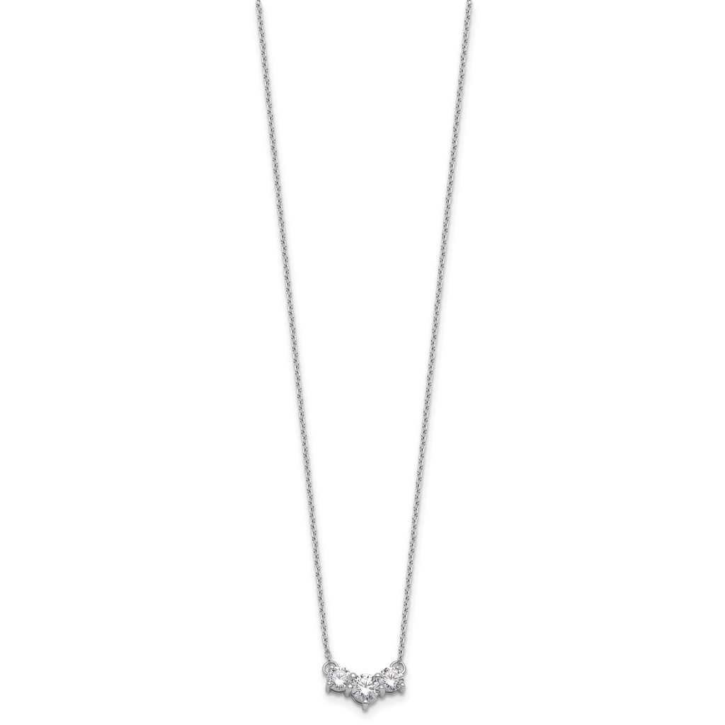14k White Gold 1 1/2 carat Lab Grown Diamond VS/SI+ G+ Round Complete 18 inch Three Stone Necklace