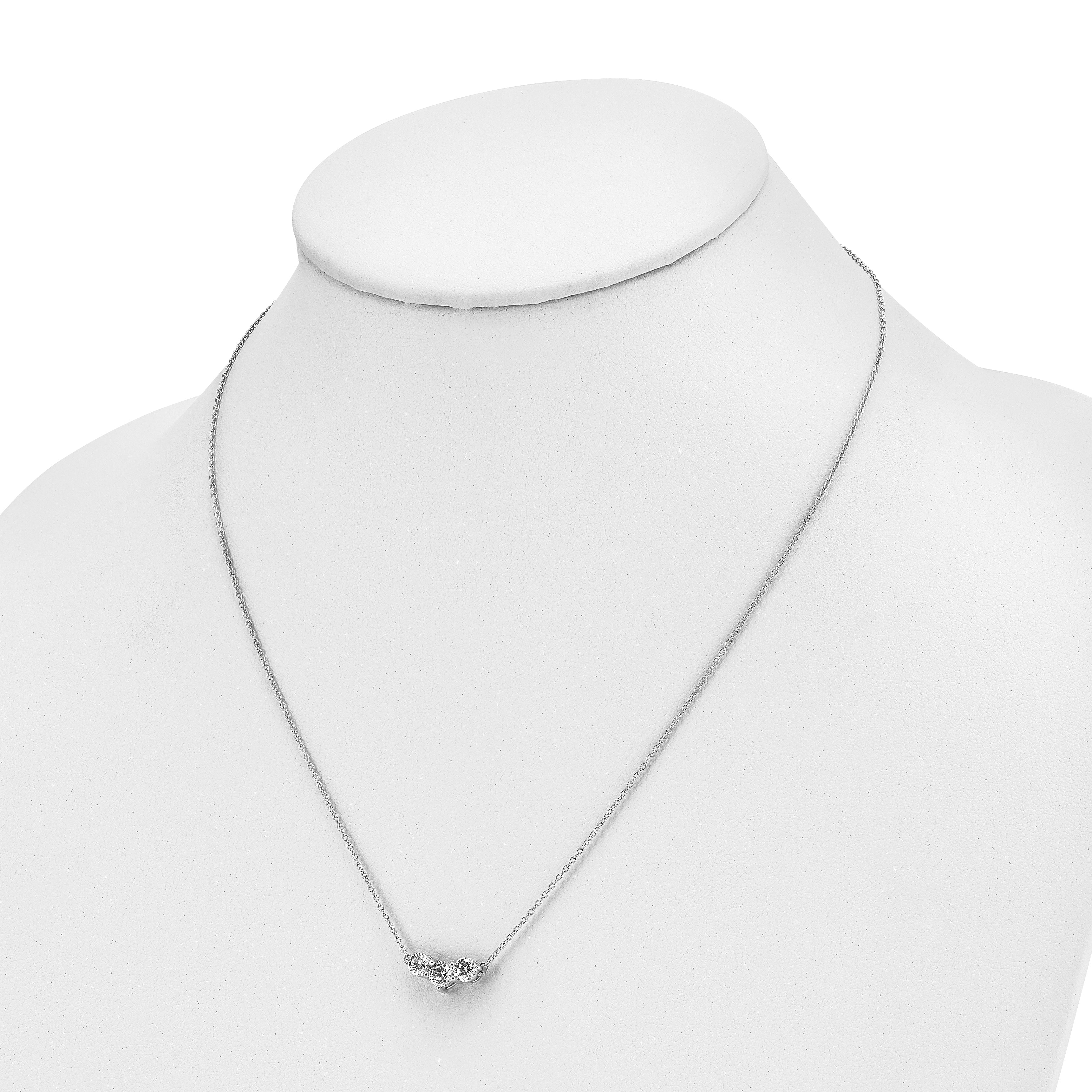 14k White Gold 1 1/2 carat Lab Grown Diamond VS/SI+ G+ Round Complete 18 inch Three Stone Necklace