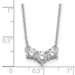 14k White Gold 1 carat Lab Grown Diamond VS/SI+ G+ Round Complete 18 inch Three Stone Necklace