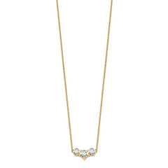 14k 1 1/2 carat Lab Grown Diamond VS/SI+ G+ Round Complete 18 inch Three Stone Necklace