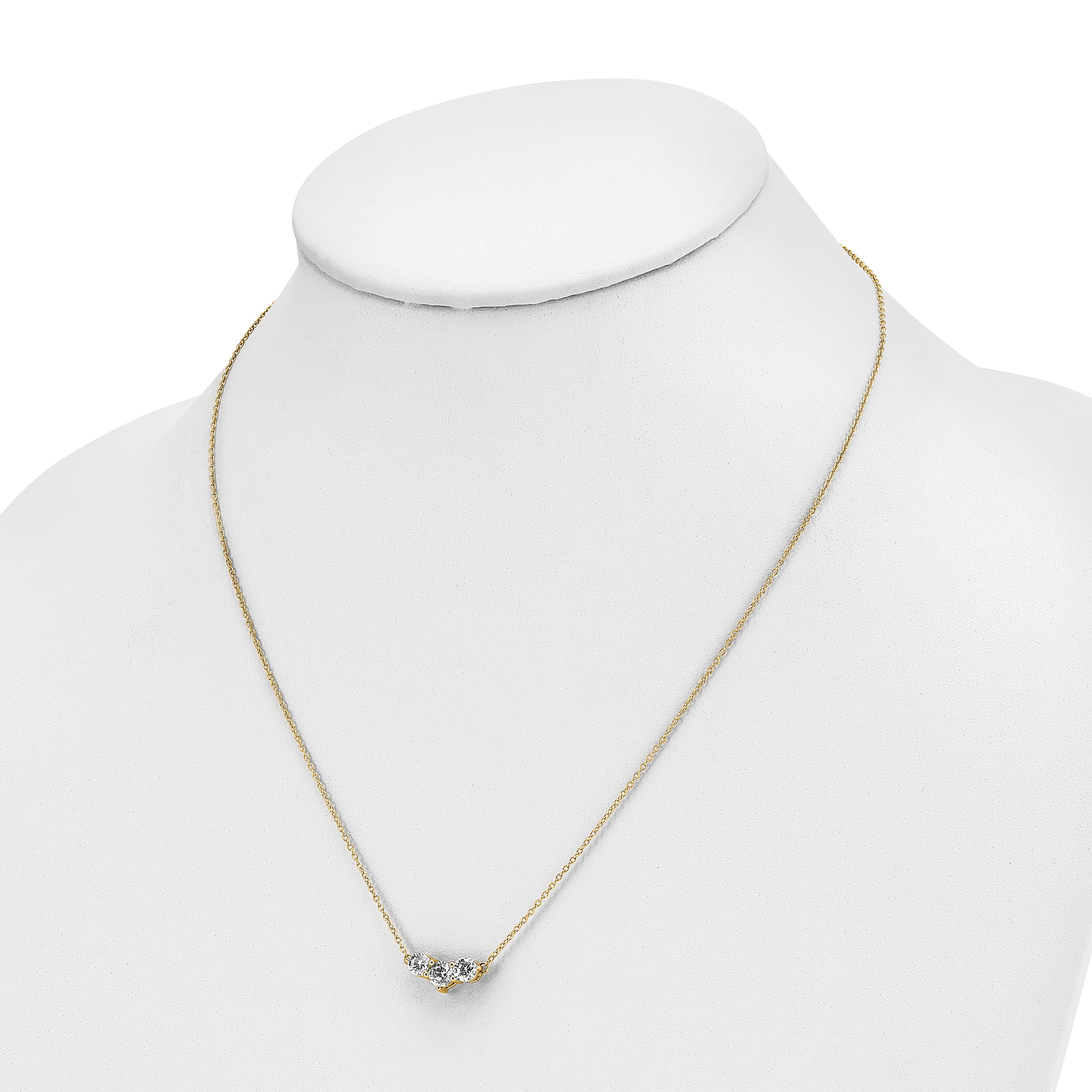 14k 1 1/2 carat Lab Grown Diamond VS/SI+ G+ Round Complete 18 inch Three Stone Necklace
