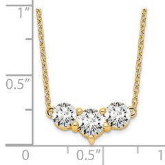 14k 1 1/2 carat Lab Grown Diamond VS/SI+ G+ Round Complete 18 inch Three Stone Necklace