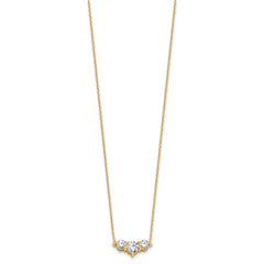 14k 1 1/2 carat Lab Grown Diamond VS/SI+ G+ Round Complete 18 inch Three Stone Necklace