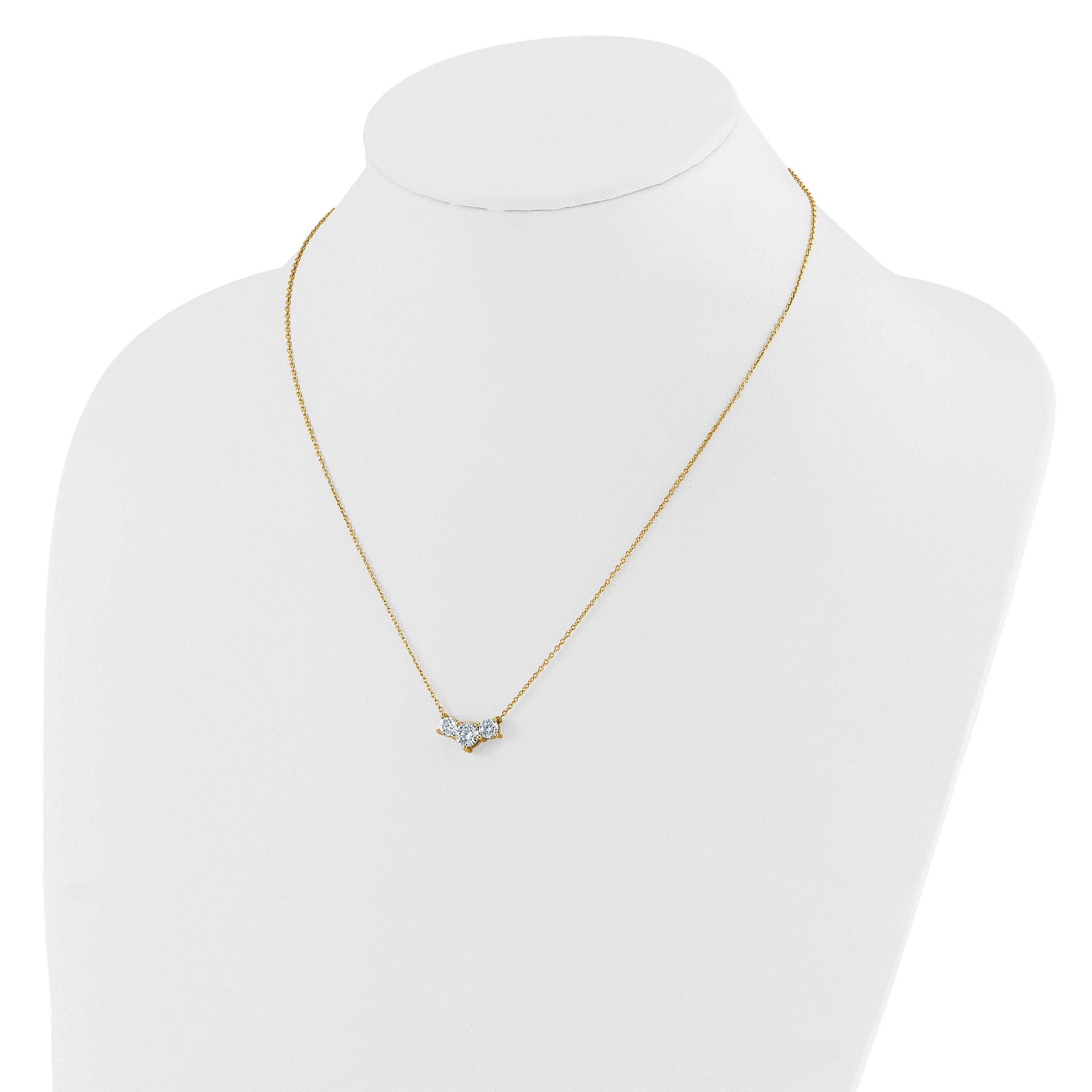 14k 1 1/2 carat Lab Grown Diamond VS/SI+ G+ Round Complete 18 inch Three Stone Necklace
