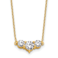 14k 1 1/2 carat Lab Grown Diamond VS/SI+ G+ Round Complete 18 inch Three Stone Necklace