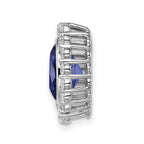 14k White Gold 1/2 carat Lab Grown Diamond VS/SI and Oval Lab Created Blue Sapphire Halo Chain Slide Pendant