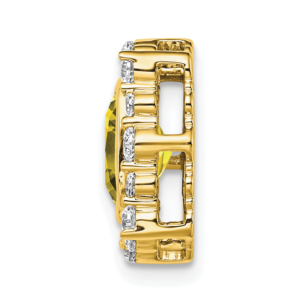 14k 1/2 carat Lab Grown Diamond VS/SI+ G+ and Lab Created Yellow Sapphire Square Chain Slide Pendant Secondary image