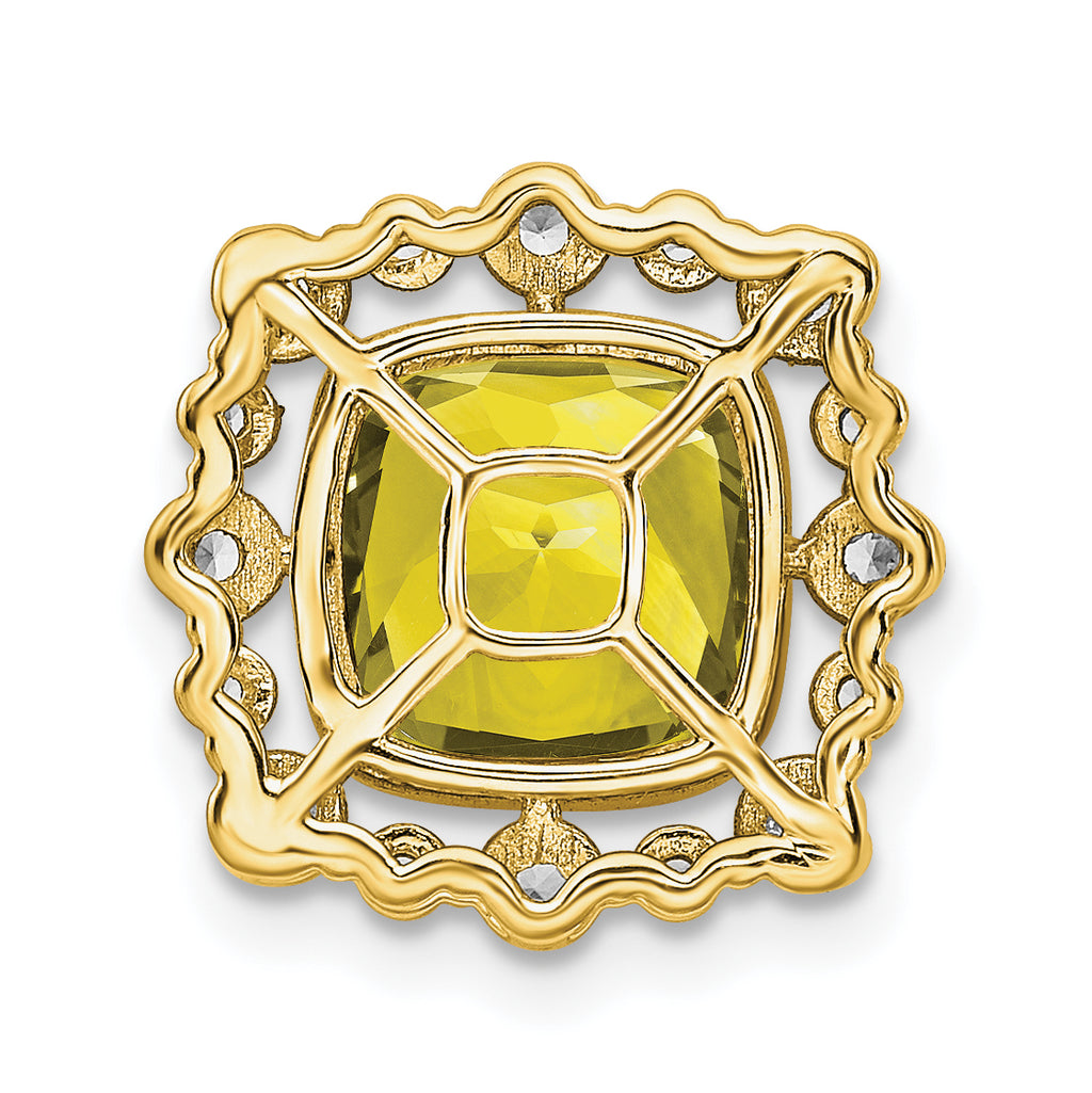 14k 1/2 carat Lab Grown Diamond VS/SI+ G+ and Lab Created Yellow Sapphire Square Chain Slide Pendant
