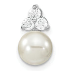 14K White Gold 1/5 carat Lab Grown Diamond VS/SI+ G+ and 7.00 mm Freshwater Cultured Pearl Chain Slide Pendant