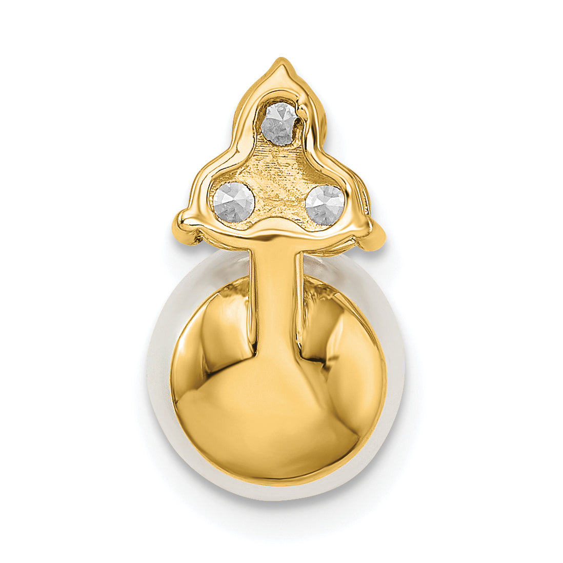 14K 3/8 carat Lab Grown Diamond VS/SI+ G+ and 9.00 mm Freshwater Cultured Pearl Chain Slide Pendant