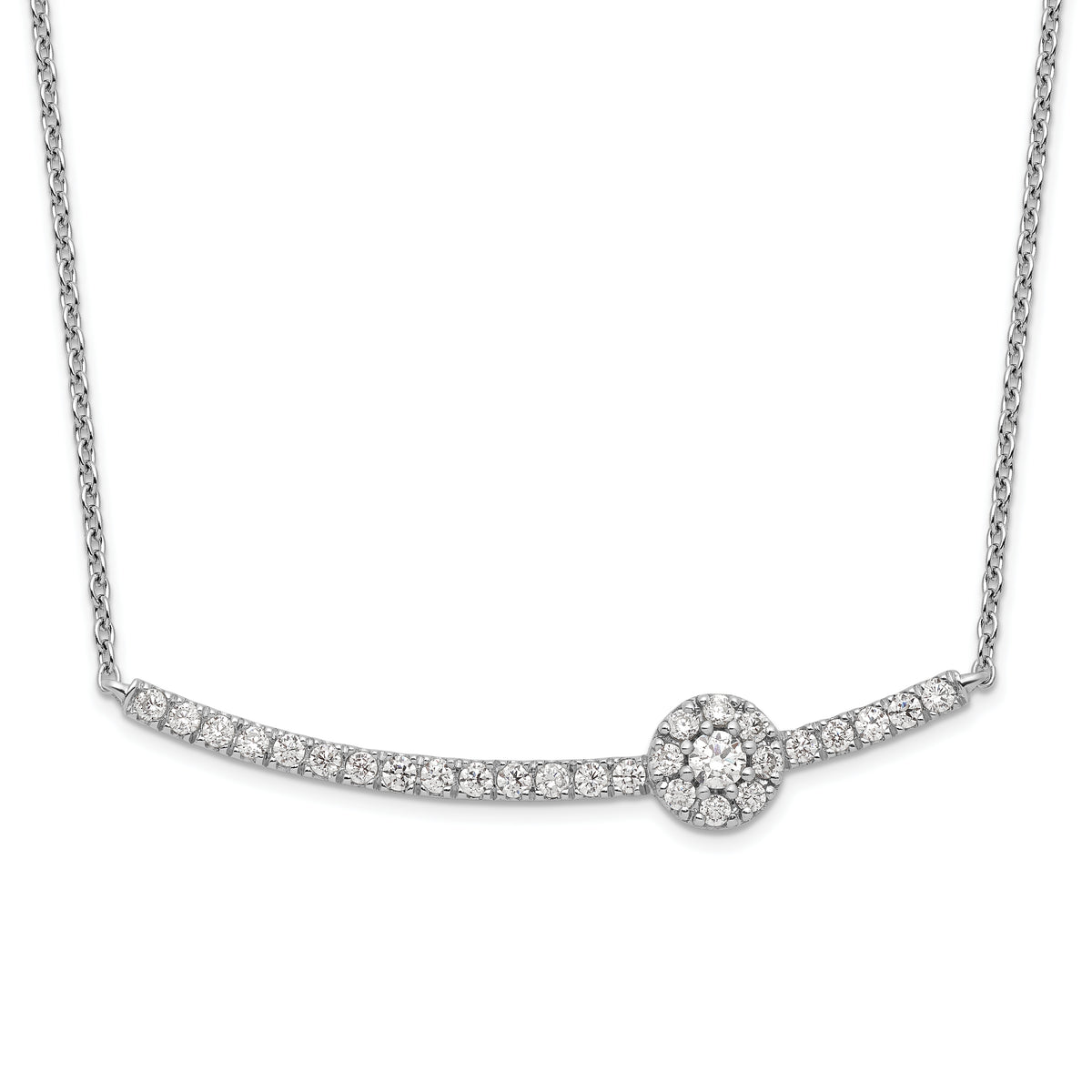 14k White Gold 1/2 carat Lab Grown Diamond VS/SI+ G+ 18 inch Fashion Bar Necklace