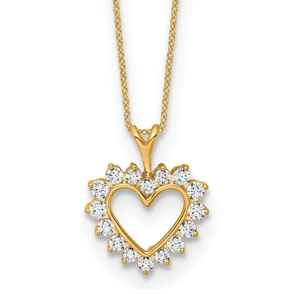 14k 1/2 carat Lab Grown Diamond VS/SI+ G+ Complete 18 inch Heart Pendant Necklace