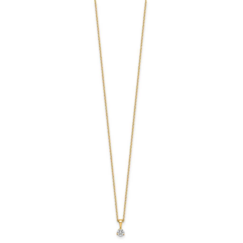 14k 1/5 carat Lab Grown Diamond VS/SI+ G+ Three Prong 18 inch Solitare Pendant Necklace