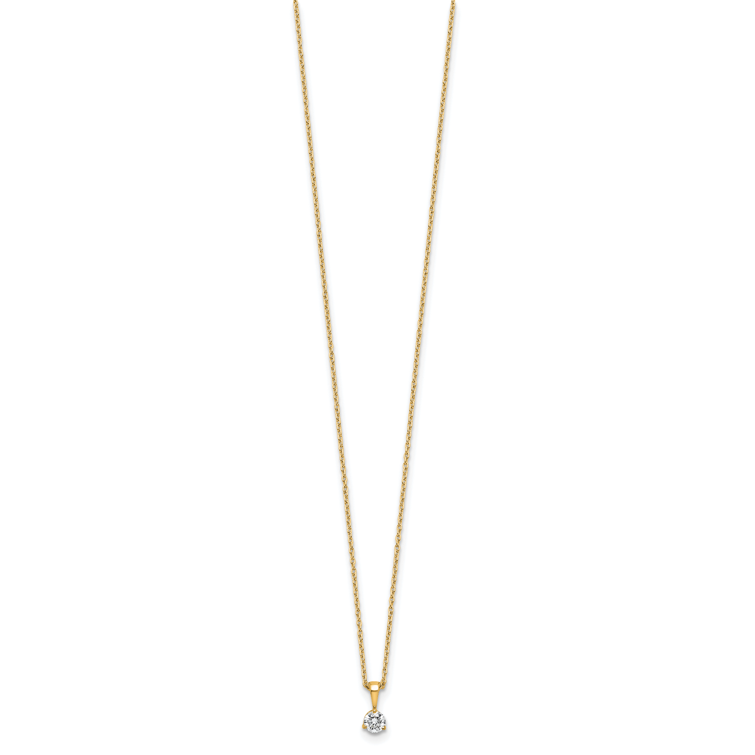 14k 1/5 carat Lab Grown Diamond VS/SI+ G+ Three Prong 18 inch Solitare Pendant Necklace