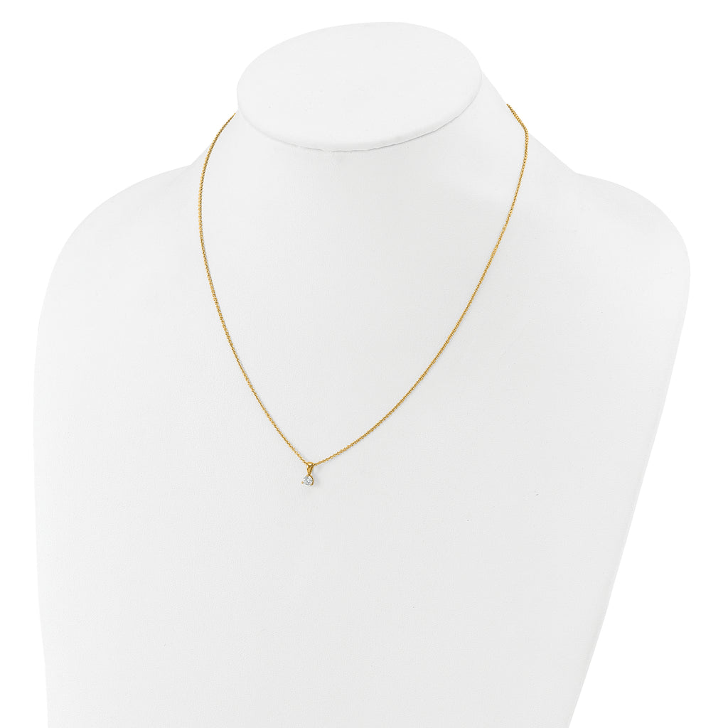 14k 1/5 carat Lab Grown Diamond VS/SI+ G+ Three Prong 18 inch Solitare Pendant Necklace