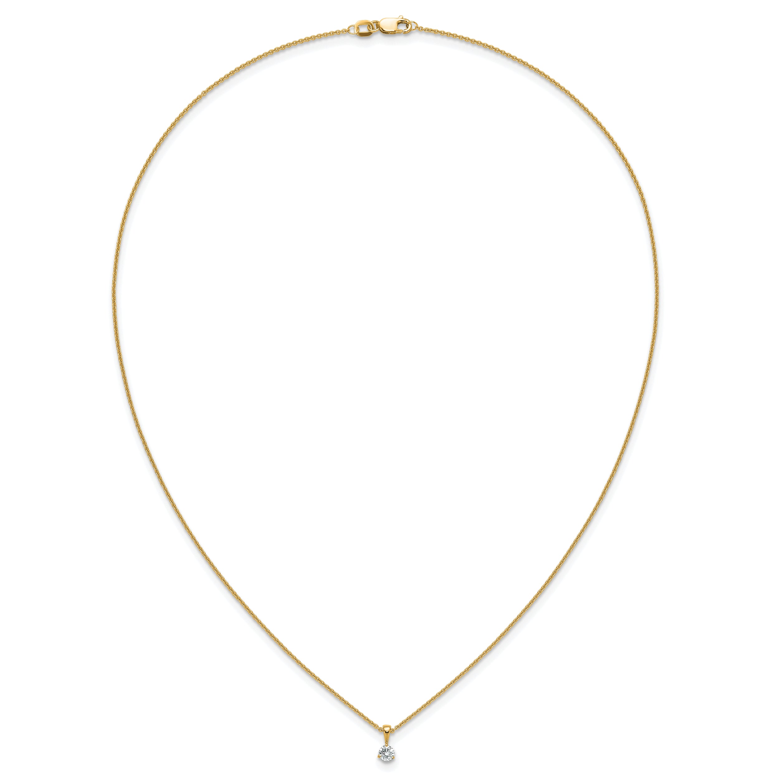 14k 1/5 carat Lab Grown Diamond VS/SI+ G+ Three Prong 18 inch Solitare Pendant Necklace