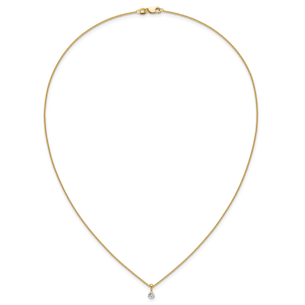 14k 1/5 carat Lab Grown Diamond VS/SI+ G+ Three Prong 18 inch Solitare Pendant Necklace
