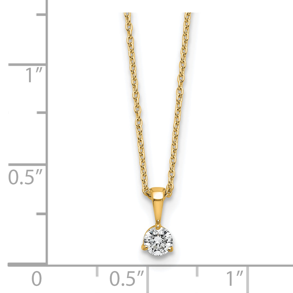 14k 1/5 carat Lab Grown Diamond VS/SI+ G+ Three Prong 18 inch Solitare Pendant Necklace