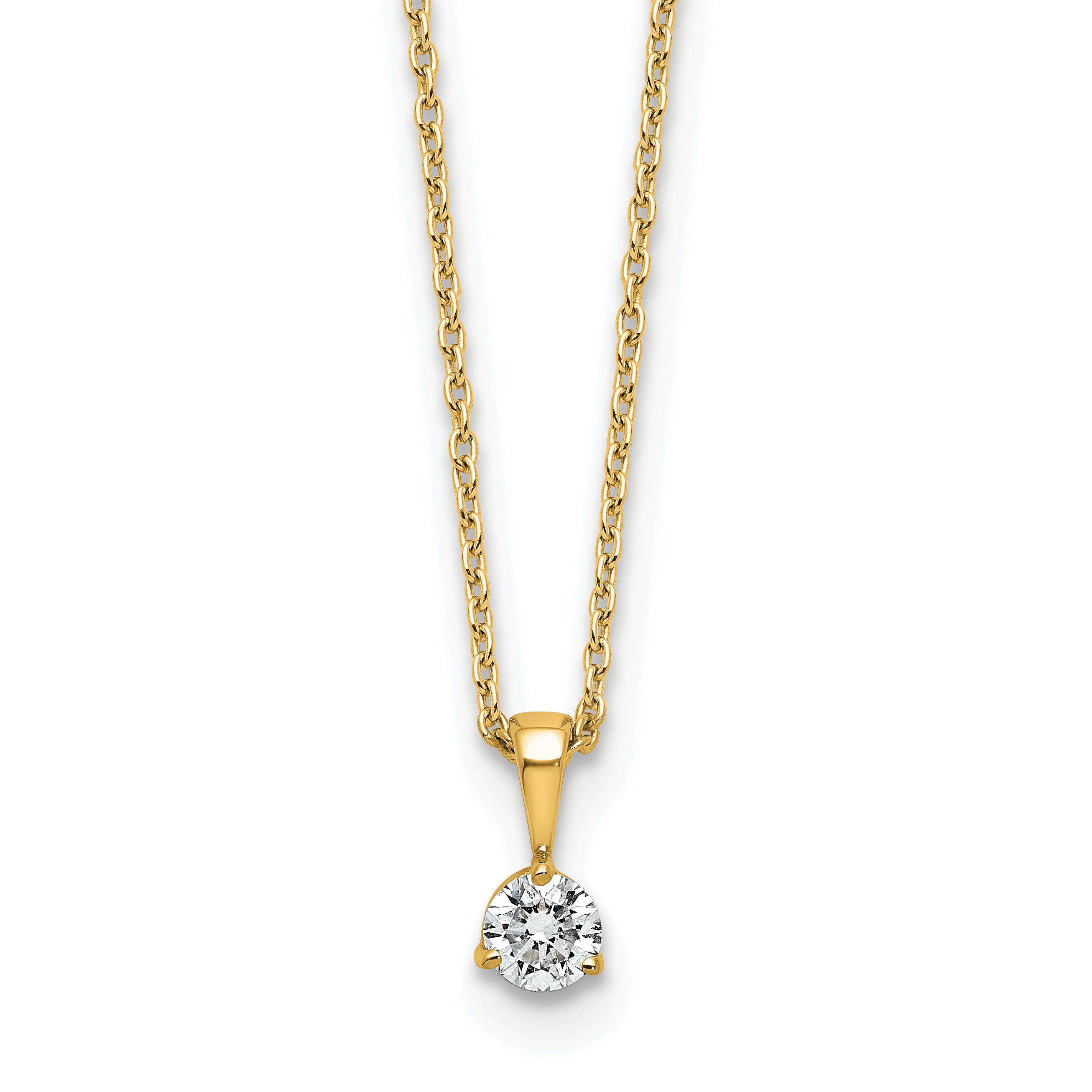 14k 1/5 carat Lab Grown Diamond VS/SI+ G+ Three Prong 18 inch Solitare Pendant Necklace Main image