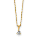 14k 1/5 carat Lab Grown Diamond VS/SI+ G+ Three Prong 18 inch Solitare Pendant Necklace