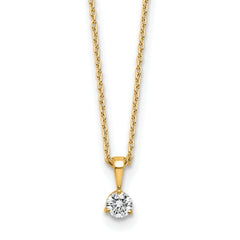 14k 1/5 carat Lab Grown Diamond VS/SI+ G+ Three Prong 18 inch Solitare Pendant Necklace