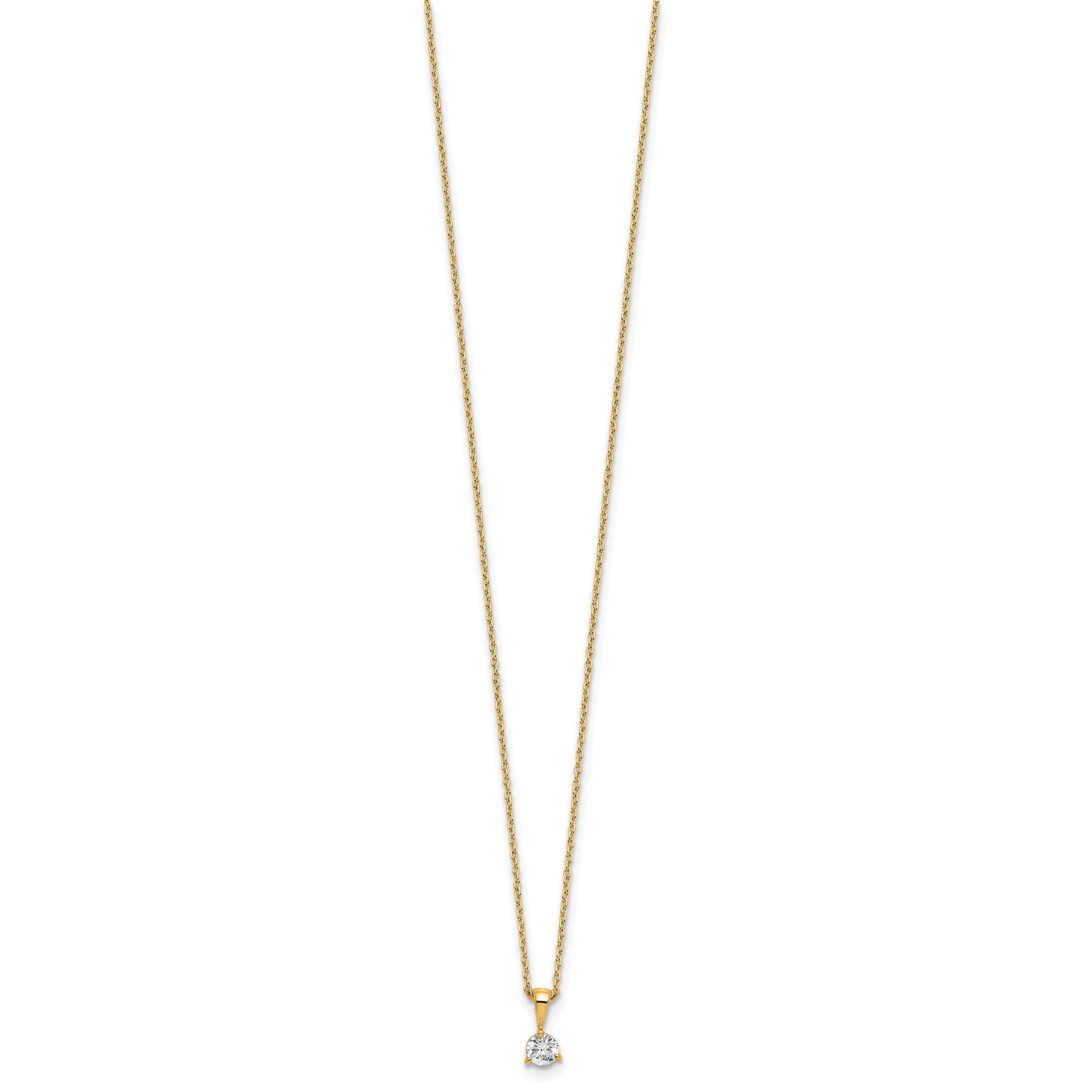 14k 1/4 carat Lab Grown Diamond VS/SI+ G+ Three Prong 18 inch Solitare Pendant Necklace
