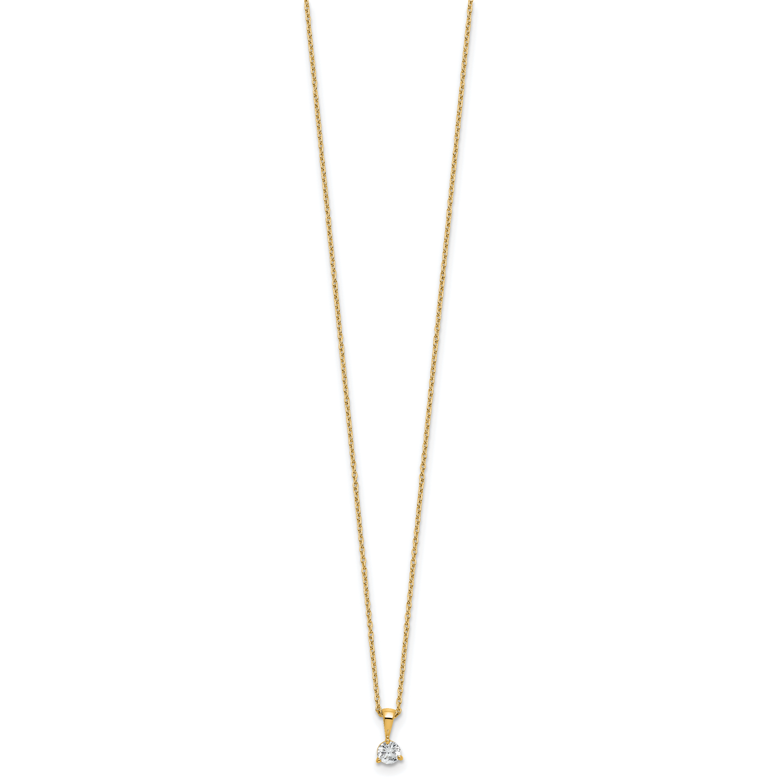 14k 1/4 carat Lab Grown Diamond VS/SI+ G+ Three Prong 18 inch Solitare Pendant Necklace Secondary image