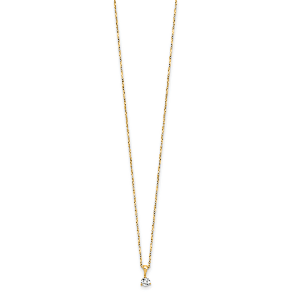 14k 1/4 carat Lab Grown Diamond VS/SI+ G+ Three Prong 18 inch Solitare Pendant Necklace