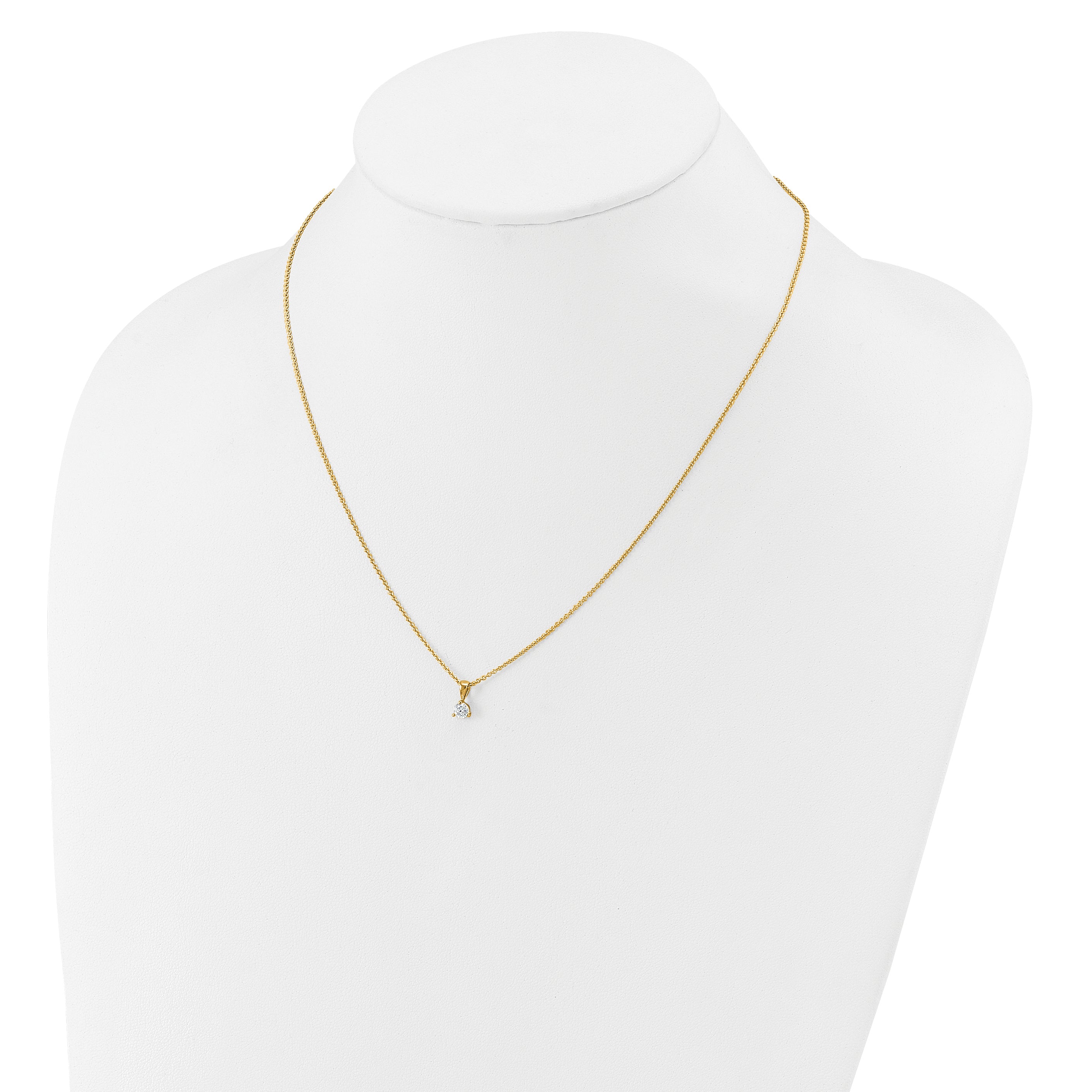14k 1/4 carat Lab Grown Diamond VS/SI+ G+ Three Prong 18 inch Solitare Pendant Necklace