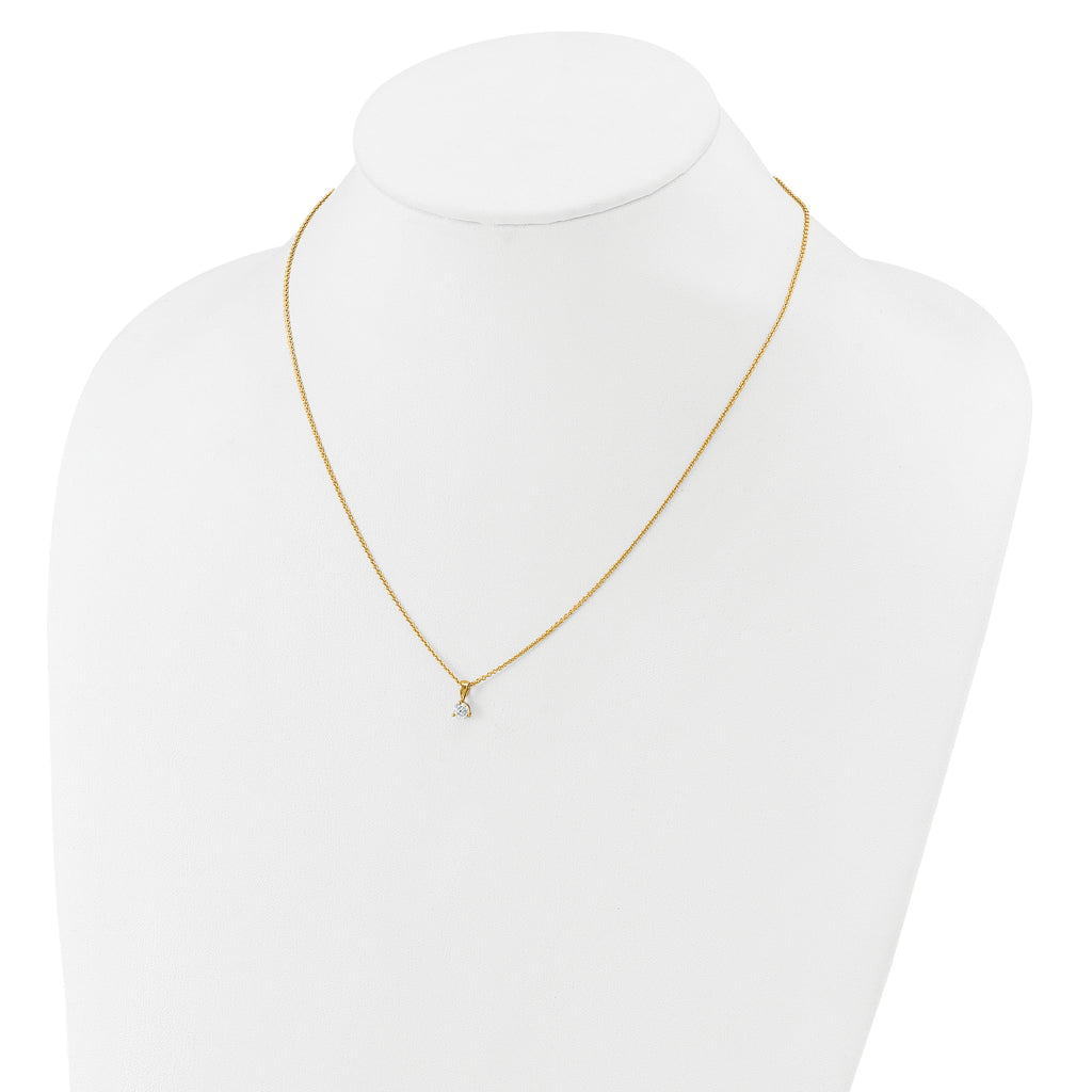 14k 1/4 carat Lab Grown Diamond VS/SI+ G+ Three Prong 18 inch Solitare Pendant Necklace
