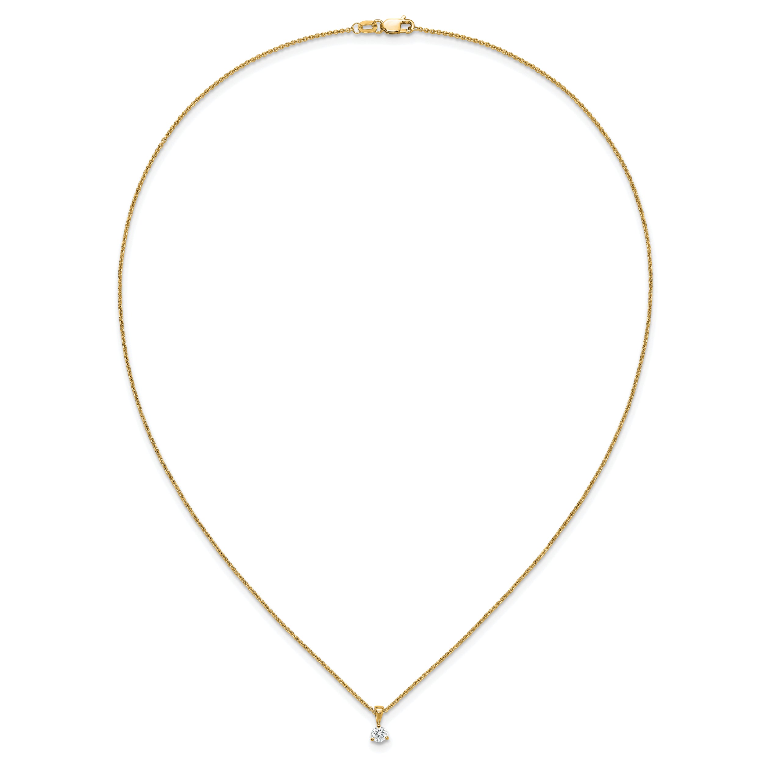 14k 1/4 carat Lab Grown Diamond VS/SI+ G+ Three Prong 18 inch Solitare Pendant Necklace