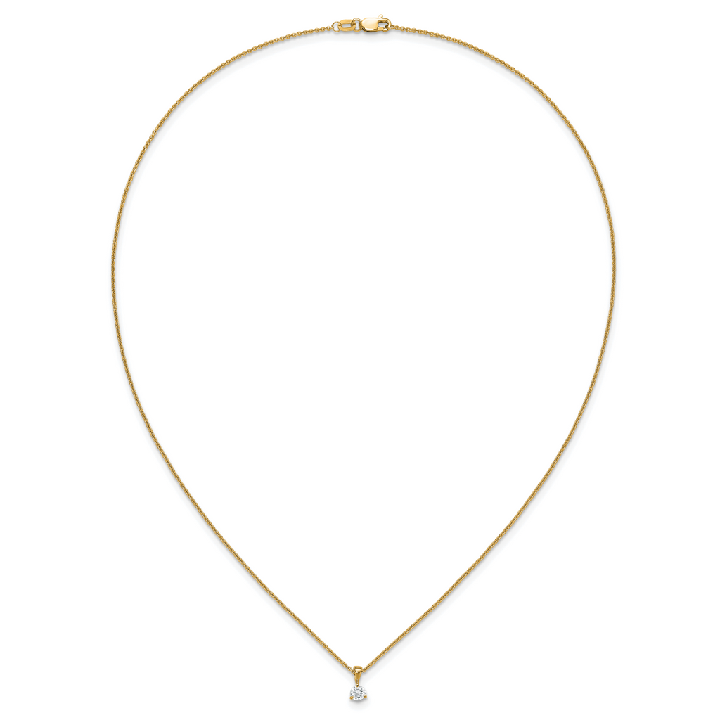 14k 1/4 carat Lab Grown Diamond VS/SI+ G+ Three Prong 18 inch Solitare Pendant Necklace