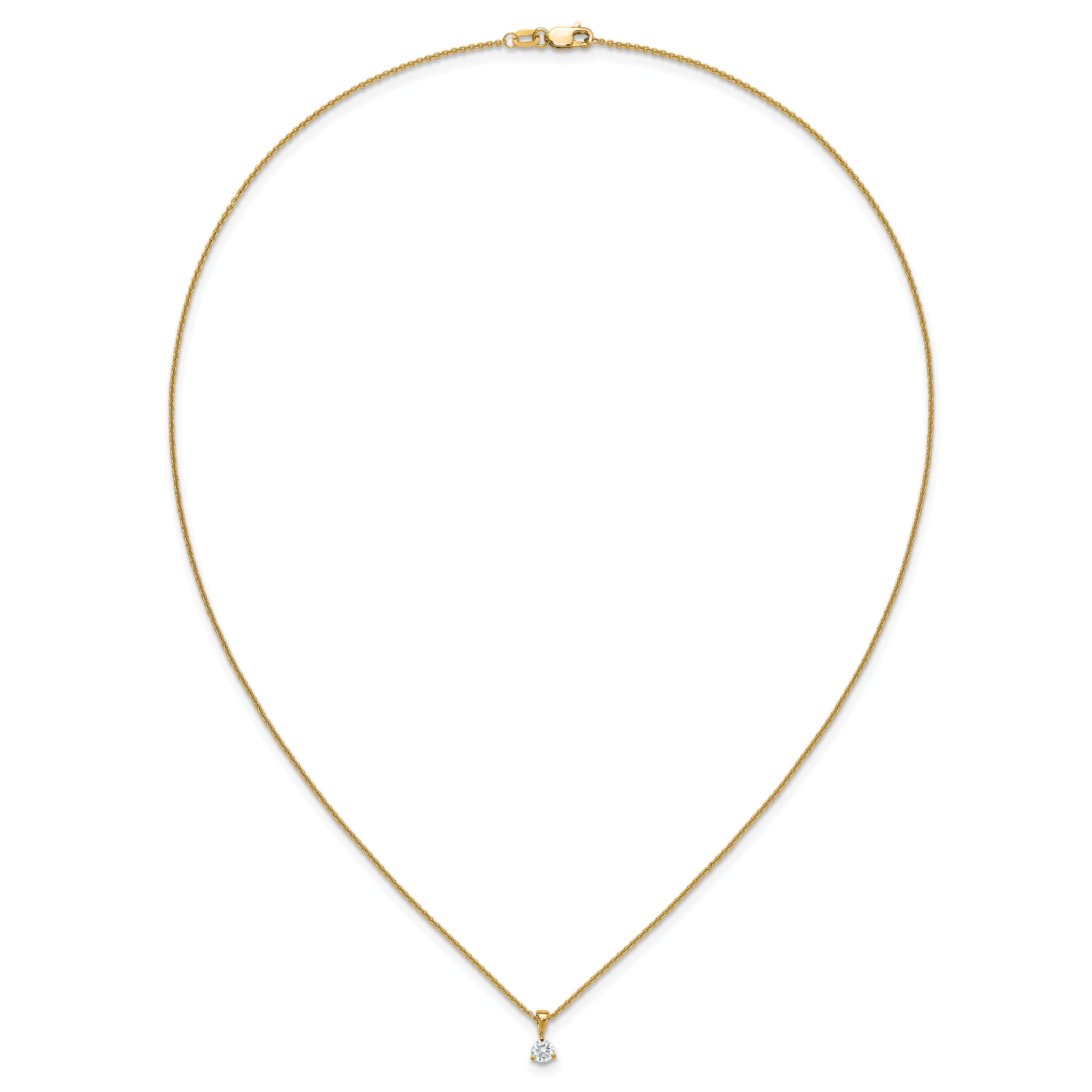 14k 1/4 carat Lab Grown Diamond VS/SI+ G+ Three Prong 18 inch Solitare Pendant Necklace