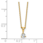 14k 1/4 carat Lab Grown Diamond VS/SI+ G+ Three Prong 18 inch Solitare Pendant Necklace