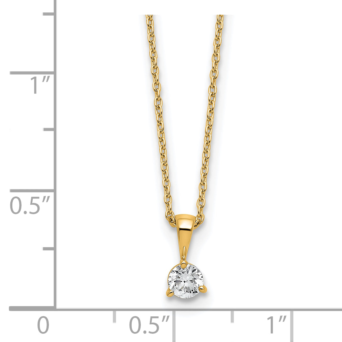 14k 1/4 carat Lab Grown Diamond VS/SI+ G+ Three Prong 18 inch Solitare Pendant Necklace