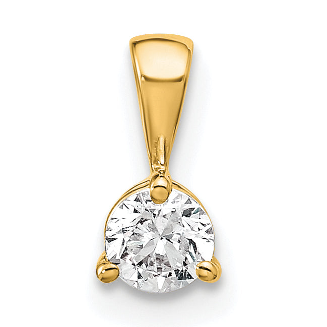 14k 1/4 carat Lab Grown Diamond VS/SI+ G+ Three Prong Solitare Pendant Main image