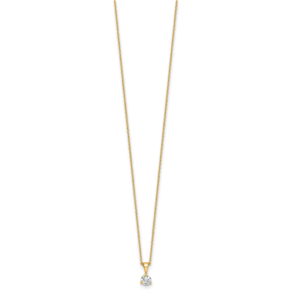 14k 1/3 carat Lab Grown Diamond VS/SI+ G+ Three Prong 18 inch Solitare Pendant Necklace
