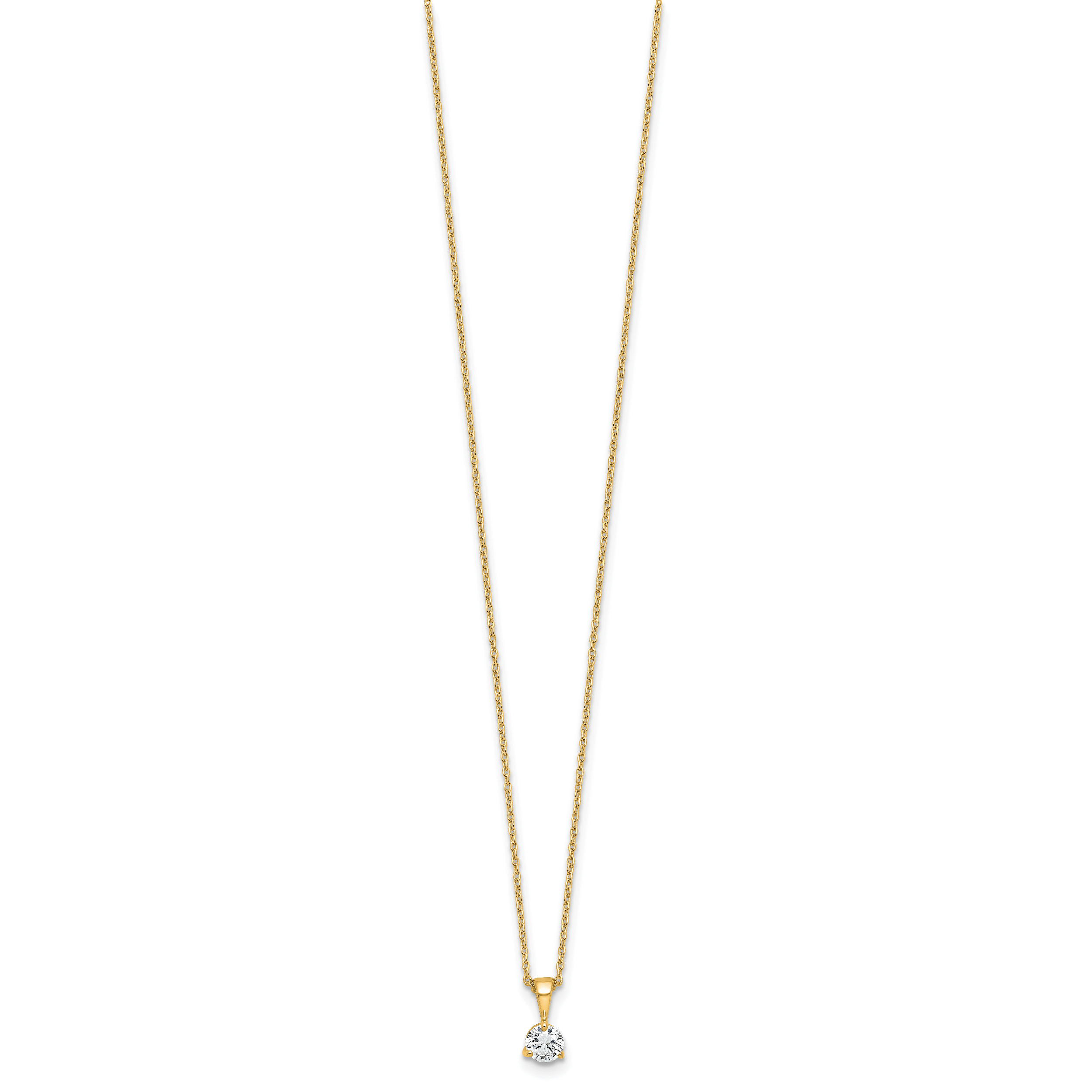 14k 1/3 carat Lab Grown Diamond VS/SI+ G+ Three Prong 18 inch Solitare Pendant Necklace