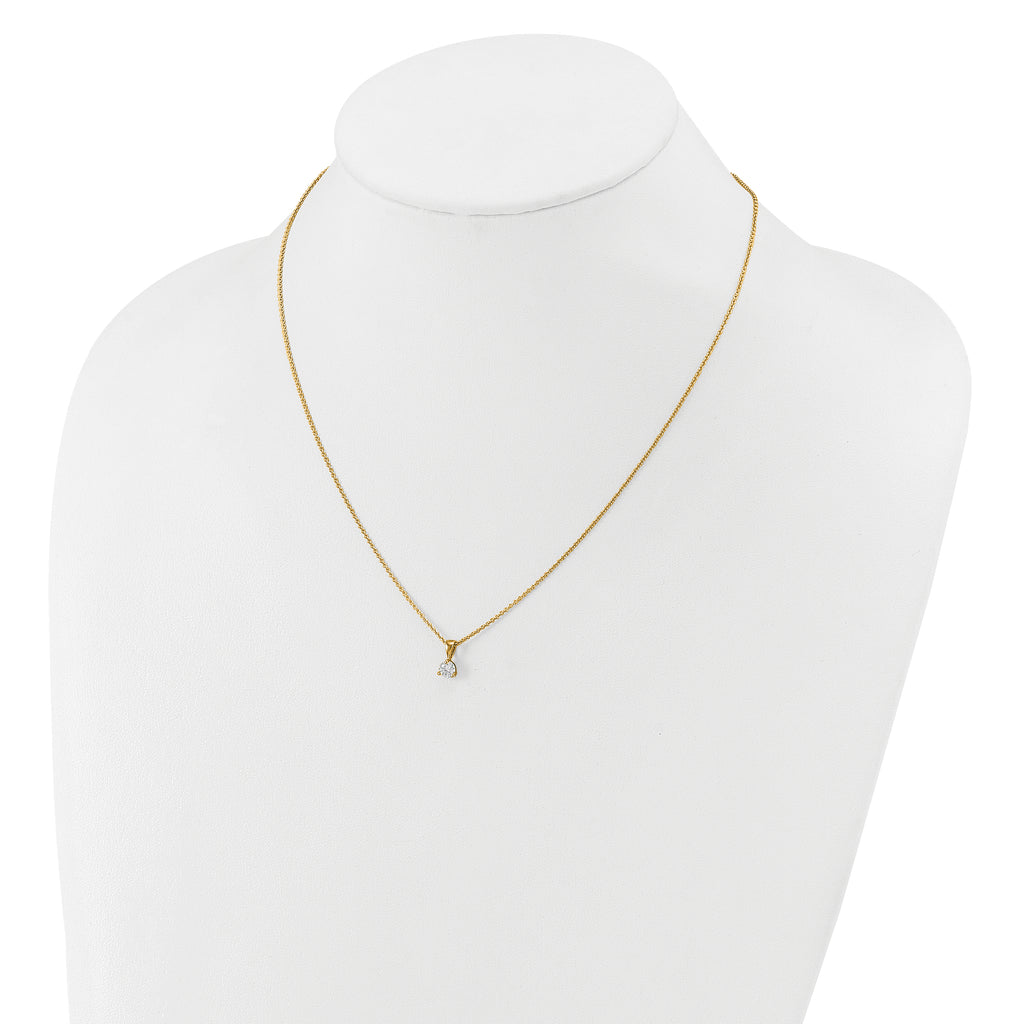 14k 1/3 carat Lab Grown Diamond VS/SI+ G+ Three Prong 18 inch Solitare Pendant Necklace