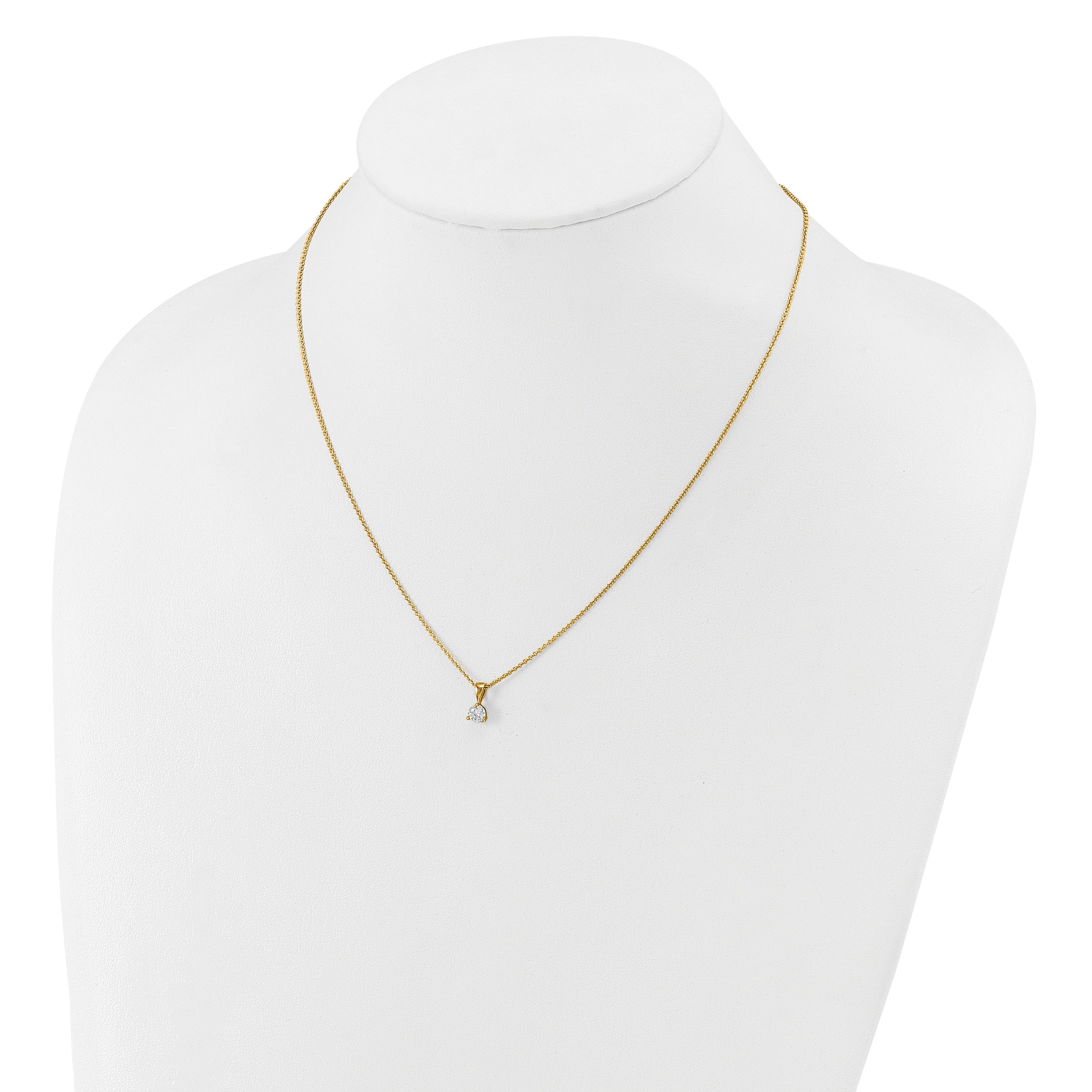 14k 1/3 carat Lab Grown Diamond VS/SI+ G+ Three Prong 18 inch Solitare Pendant Necklace
