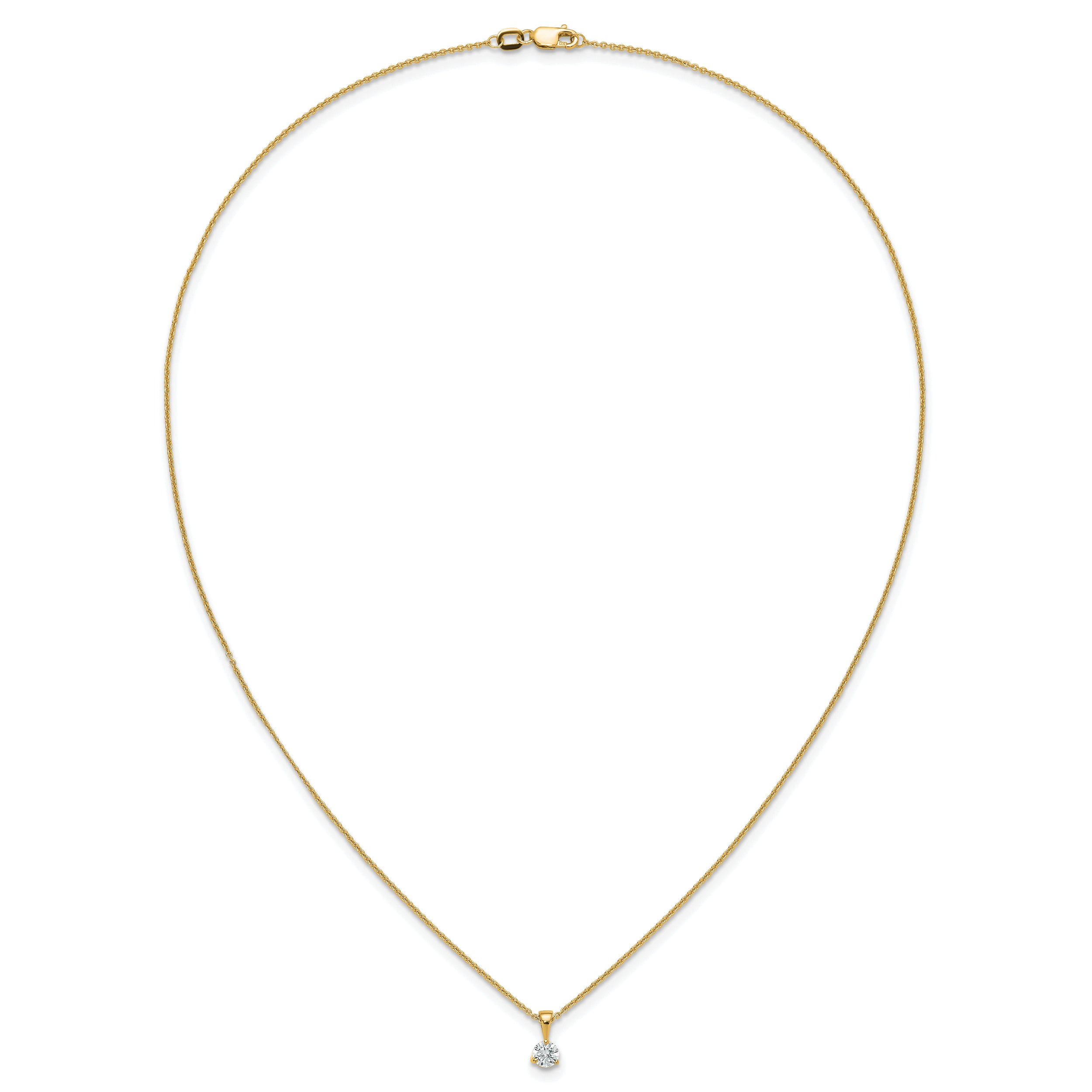 14k 1/3 carat Lab Grown Diamond VS/SI+ G+ Three Prong 18 inch Solitare Pendant Necklace