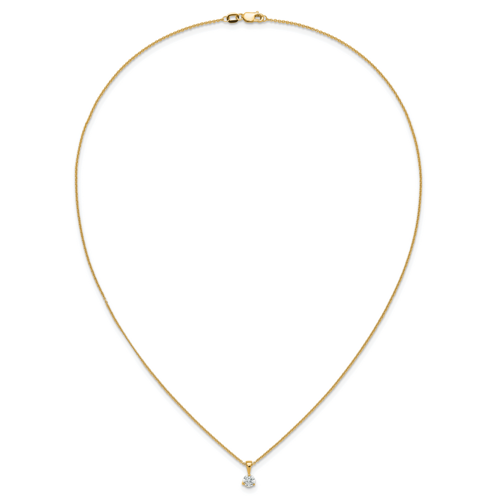 14k 1/3 carat Lab Grown Diamond VS/SI+ G+ Three Prong 18 inch Solitare Pendant Necklace