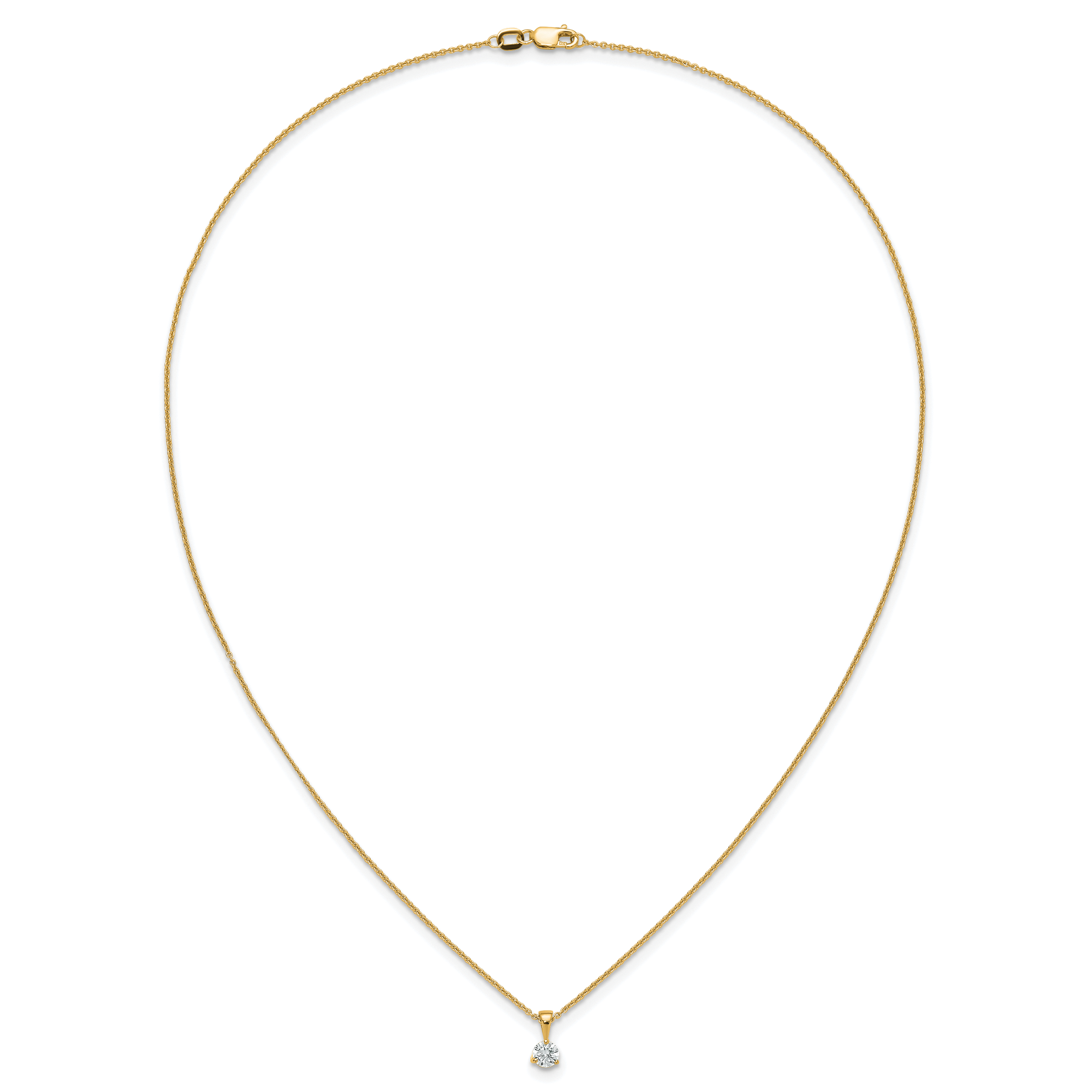 14k 1/3 carat Lab Grown Diamond VS/SI+ G+ Three Prong 18 inch Solitare Pendant Necklace