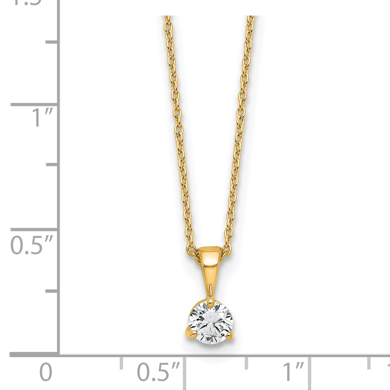 14k 1/3 carat Lab Grown Diamond VS/SI+ G+ Three Prong 18 inch Solitare Pendant Necklace